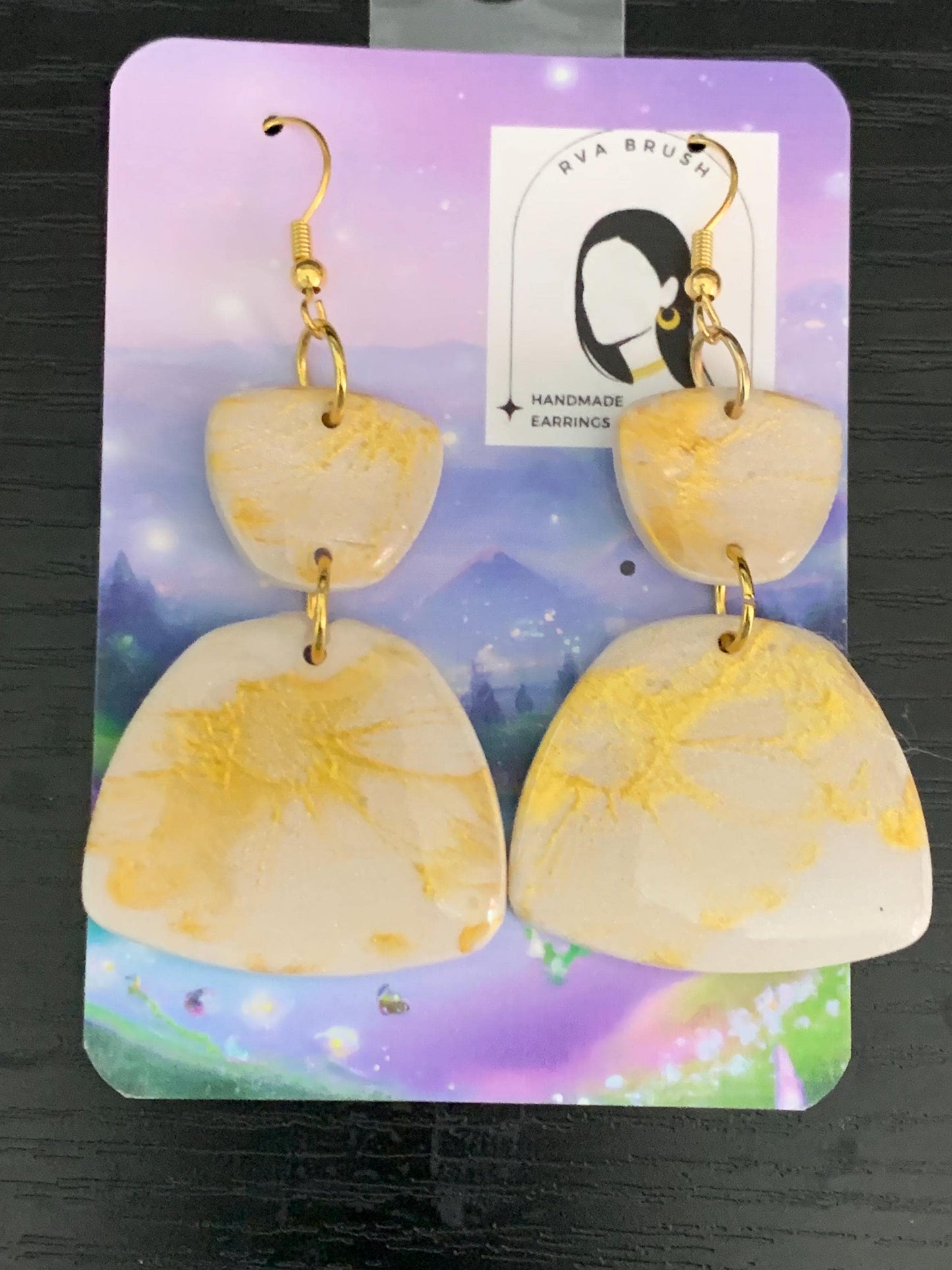 Gold Marble Polymer Clay Earrings Modern Geometric Statement Dangles Lightweight Handmade Jewelry Gift for her Unique Fashion Accessory