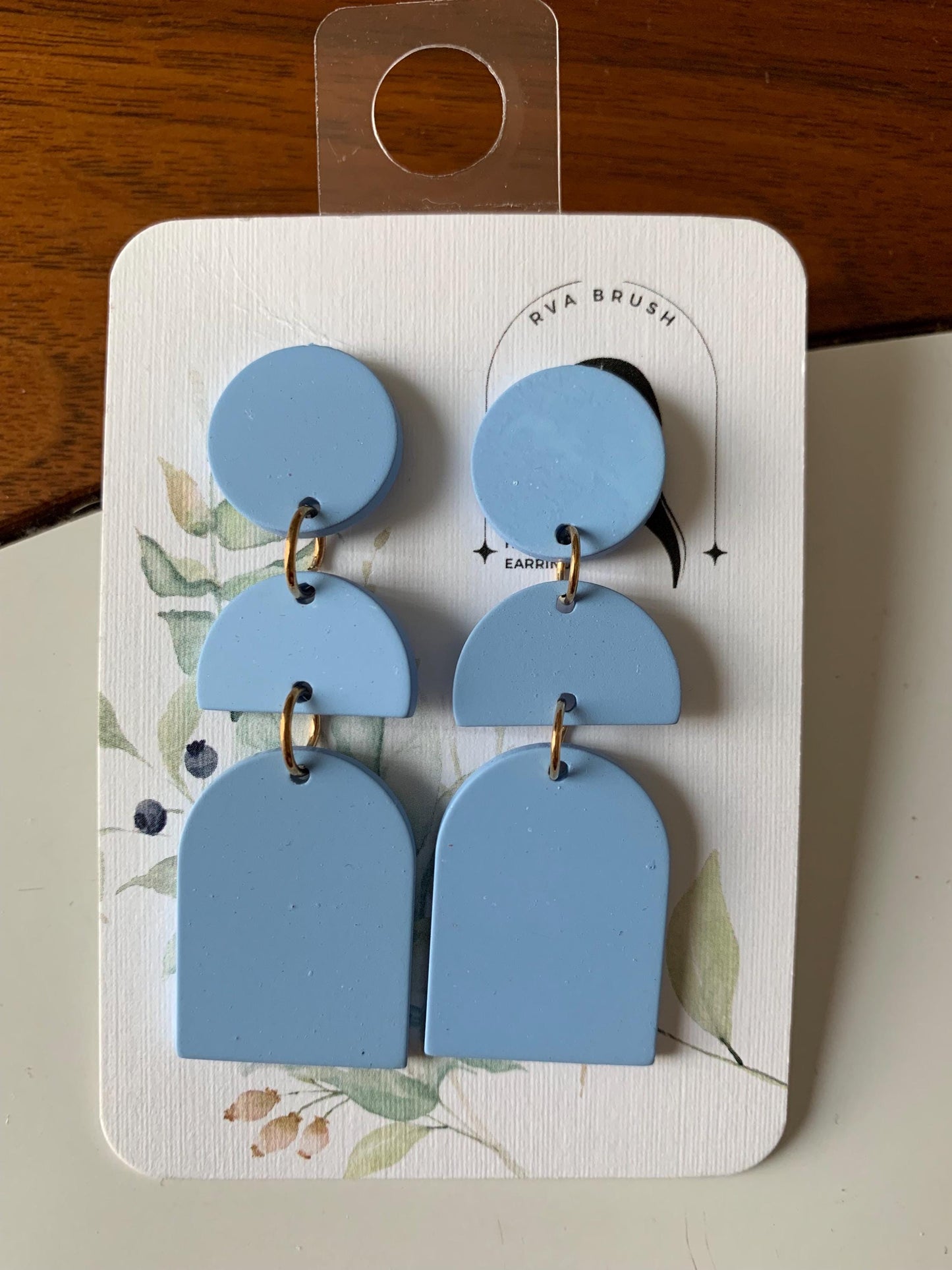 Modern Blue Geometric Polymer Clay Earrings Lightweight Dangle Jewelry Handcrafted Statement Design for Everyday Wear Gift for her