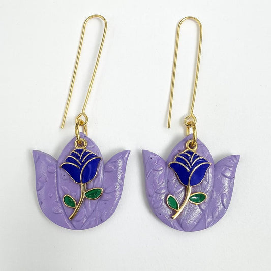 Purple, Lavender, Lilac Earrings, One of a kind Polymer Clay Earrings, Statement