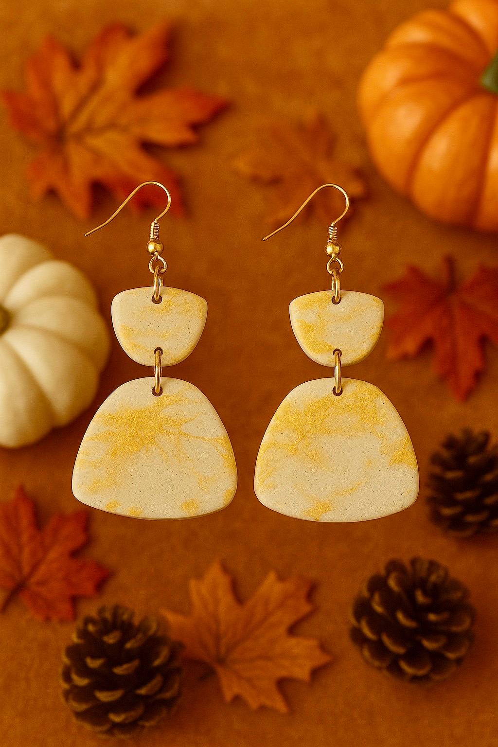 Gold Marble Polymer Clay Earrings Modern Geometric Statement Dangles Lightweight Handmade Jewelry Gift for her Unique Fashion Accessory