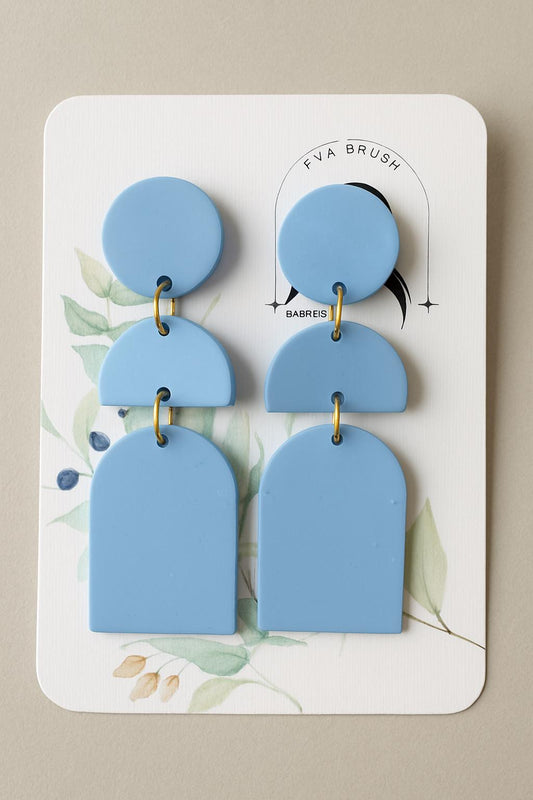 Modern Blue Geometric Polymer Clay Earrings Lightweight Dangle Jewelry Handcrafted Statement Design for Everyday Wear Gift for her