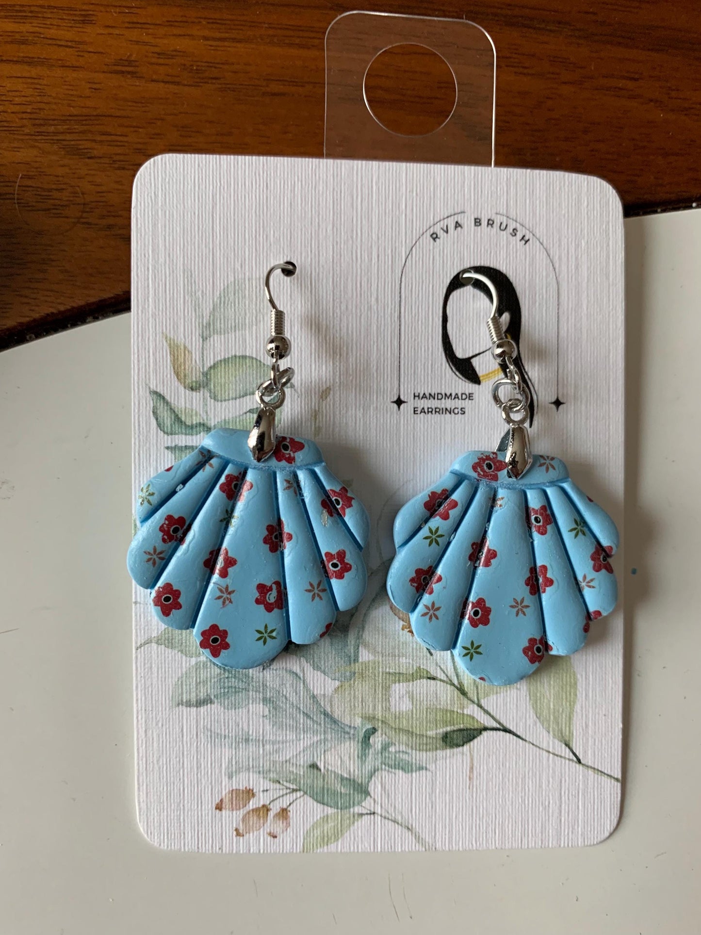 Ocean Blue Seashell Earrings Polymer Clay Dangle Lightweight Handmade Jewelry Nautical Summer Style Coastal Charm Gift for her Unique Look